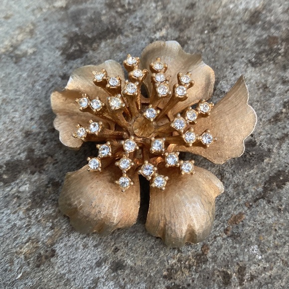 “HAR” VINTAGE Mid century STARBURST Brooch signed gold overrlay - Picture 4 of 10